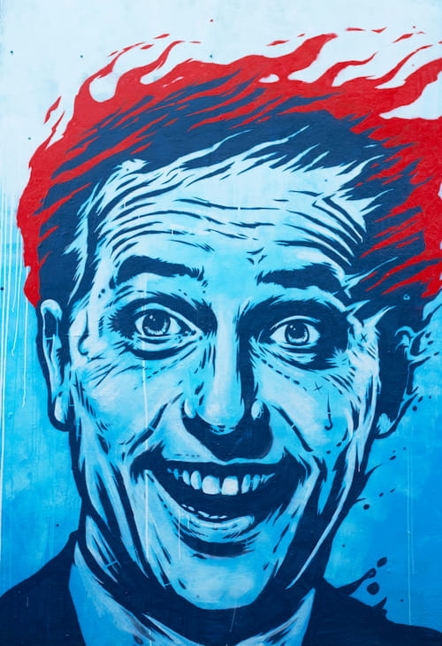 Blue face mural
