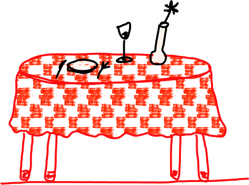 Ilusracion de una mesa puesta sobre un piso